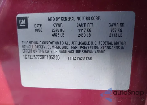 2009 Chevrolet Malibu Lt z USA, uszkodzony, nr VIN 1G1ZJ57759F186206